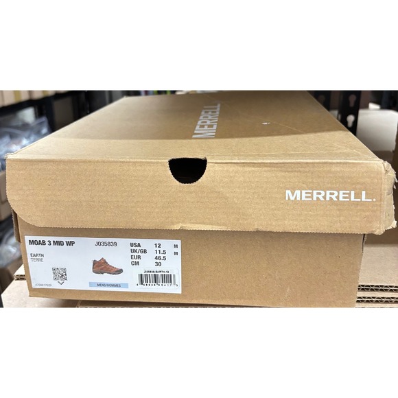 Merrell Moab 3 Mid WP Hiking Boots Mens 12  Brown New w/ Box Waterproof Vibram